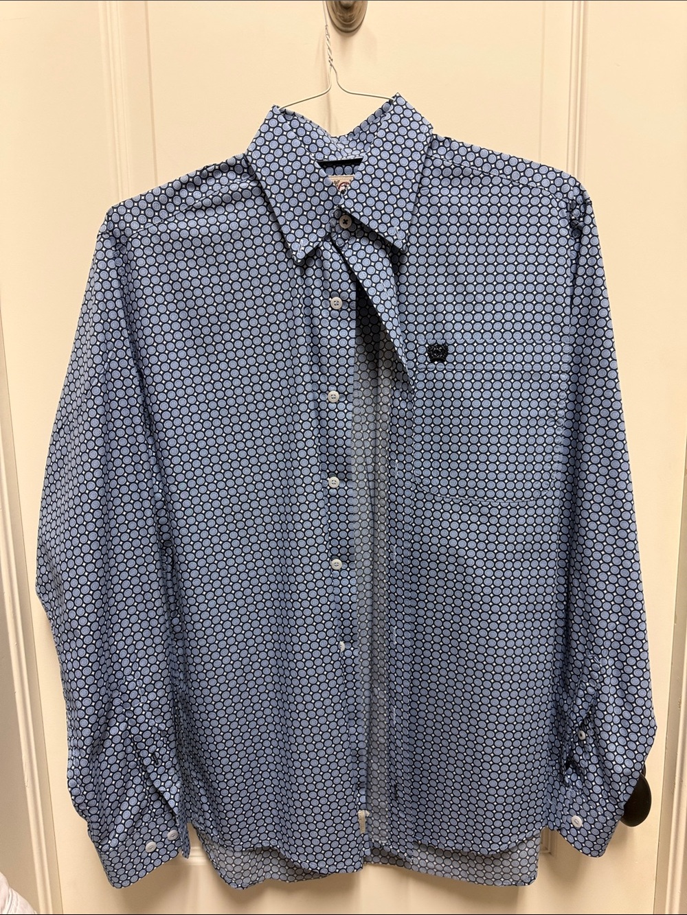 Cinch Men's Light Blue Geometric Button-Down Shirt